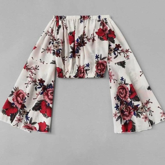 SHEIN Tops - Floral off the shoulder crop top